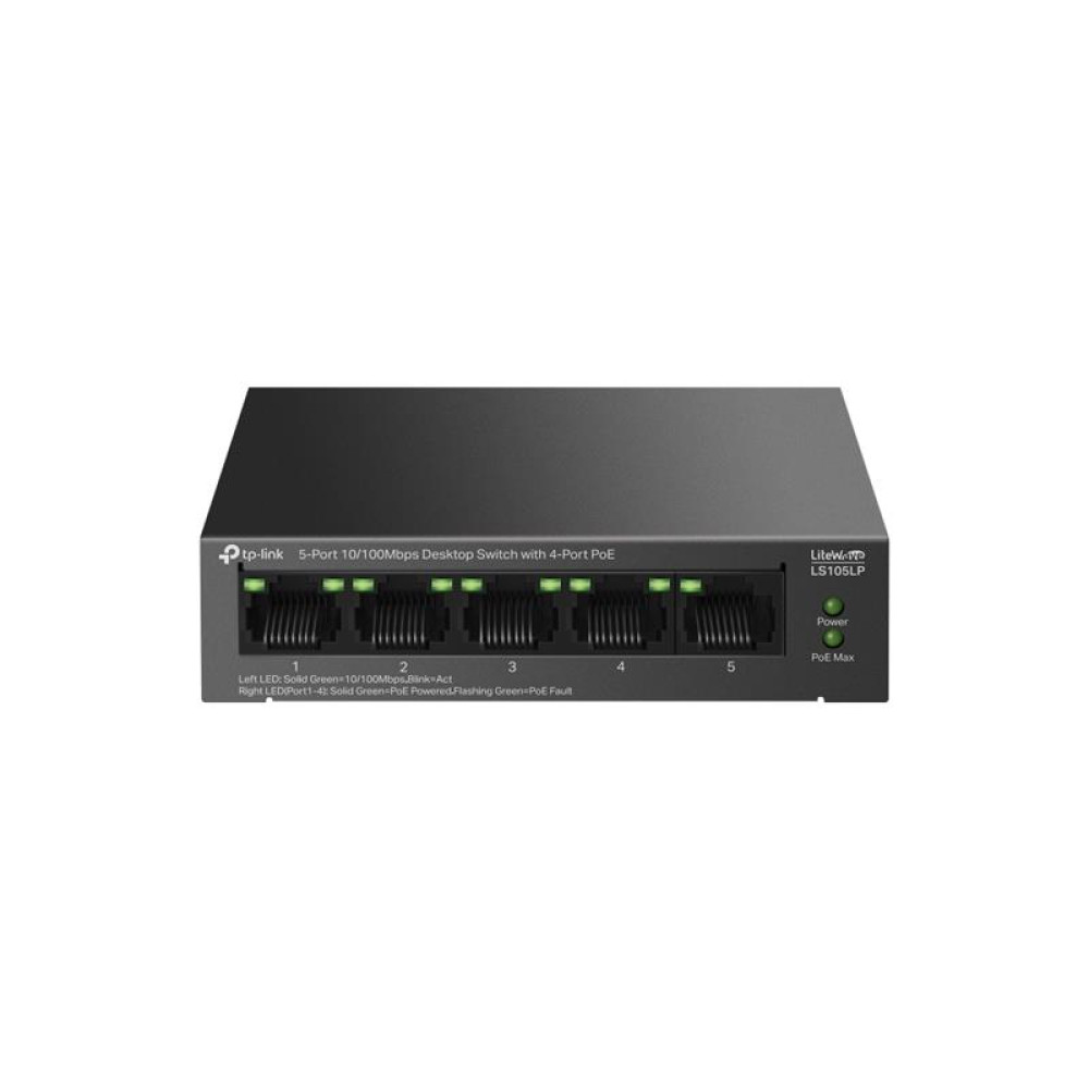 Комутатор TP-LINK LS105LP 5xFE (4xPoE), 41 Вт