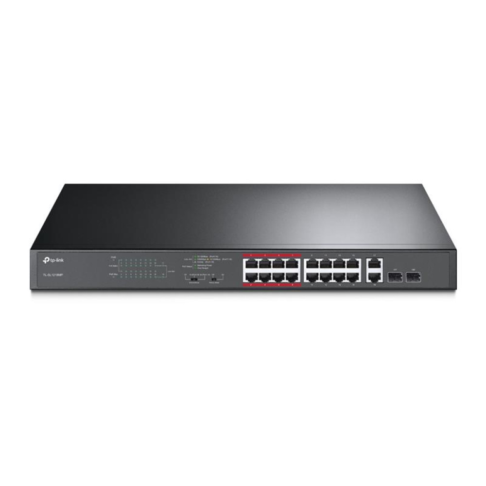 Комутатор TP-LINK TL-SL1218MP 16x1FE/PoE+ 192W 2xGE 2xcomboGE/SFP 19" 1U