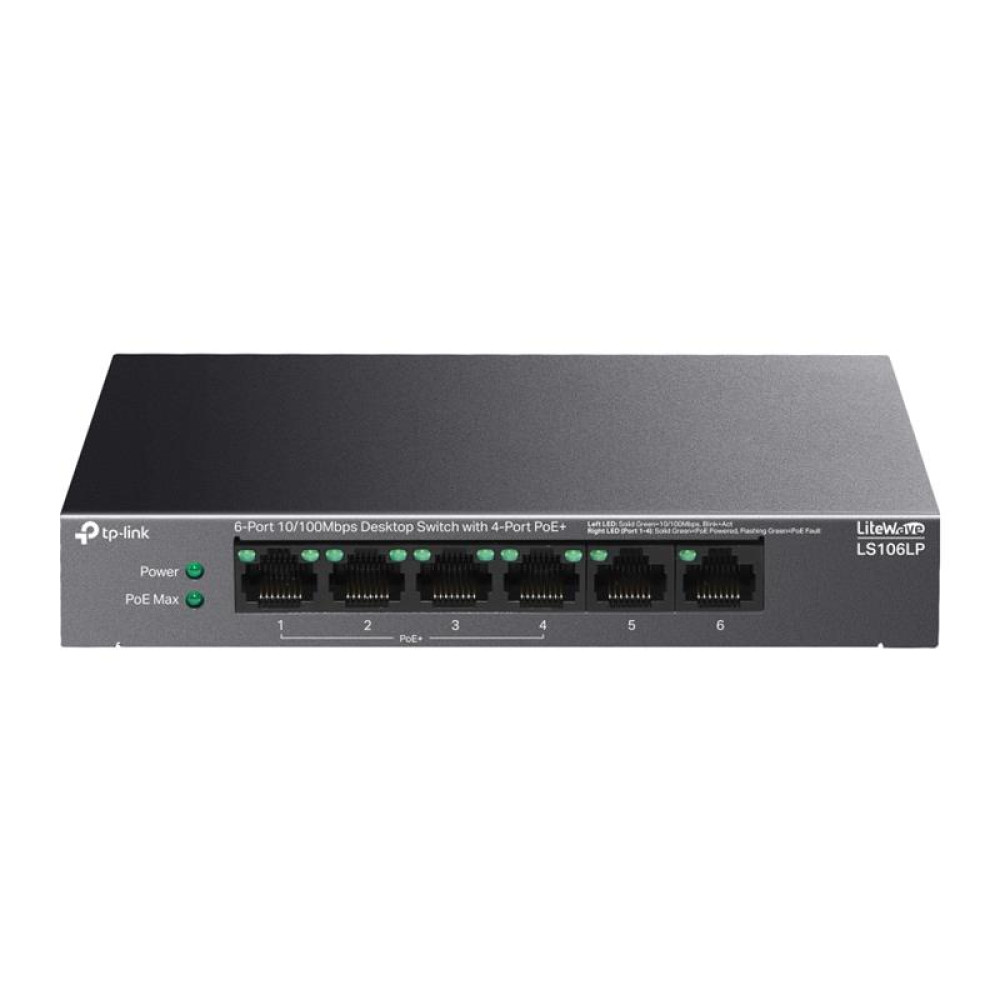 Комутатор TP-LINK LS106LP 6xFE (4xPoE), 41 Вт