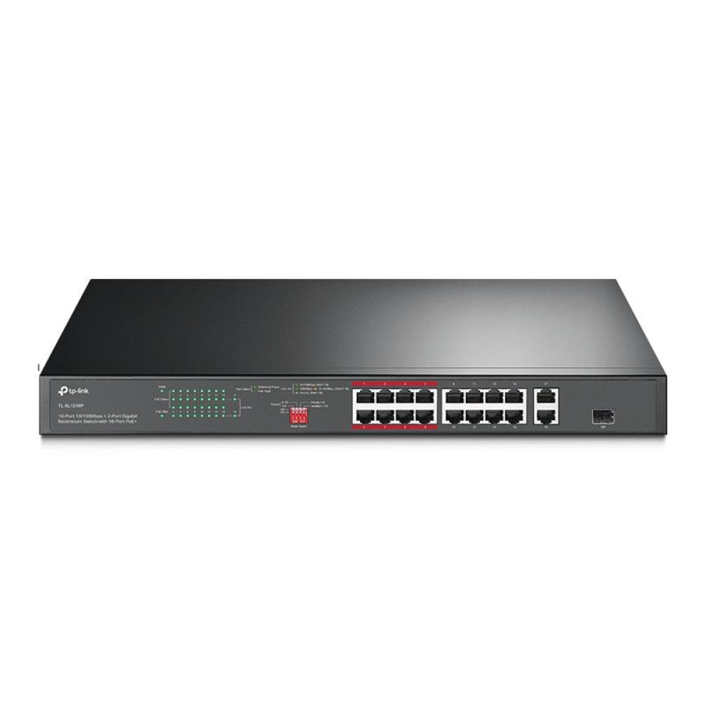 Комутатор TP-LINK TL-SL1218P 16xFE/PoE+ 150W, 2xGE, 1xcombo SFP, некерован
