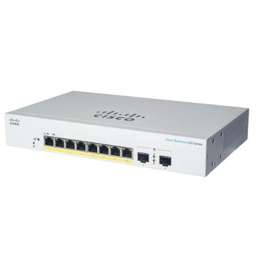 Комутатор Cisco CBS220 8хGE, PoE, Ext PS, 2x1G SFP, Smart