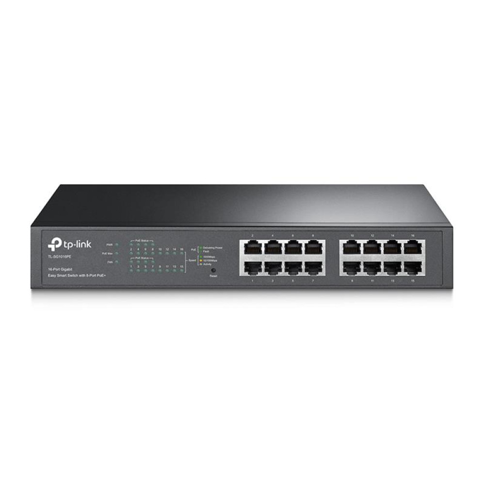 Комутатор TP-LINK TL-SG1016PE 16xGE/8xPoE+ 124.4 Вт EasySmart 13" 1U
