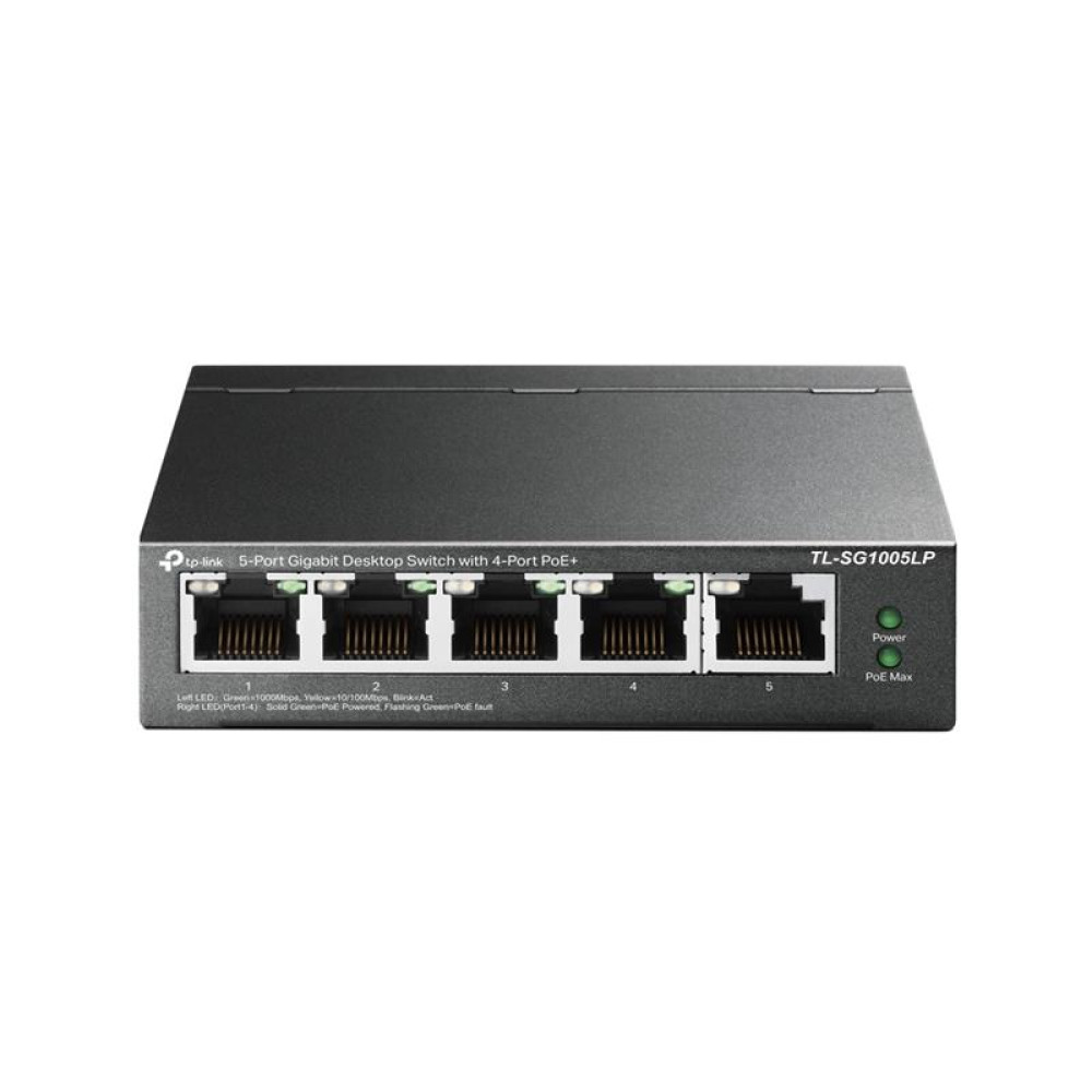 Комутатор TP-LINK TL-SG1005LP 5xGE/4xPoE+ 40W некерований 250м