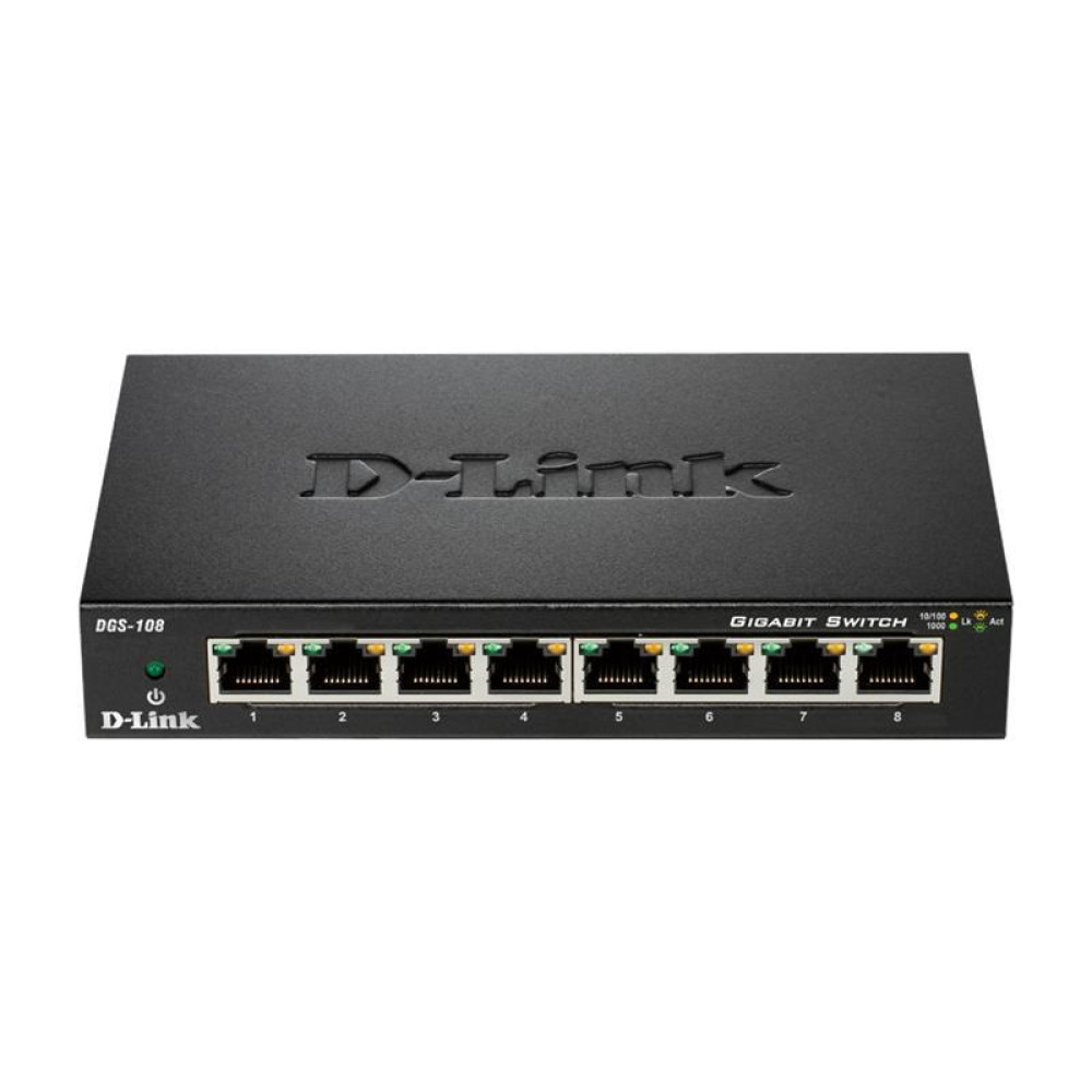 Комутатор D-Link DGS-108 8xGE, Некерований