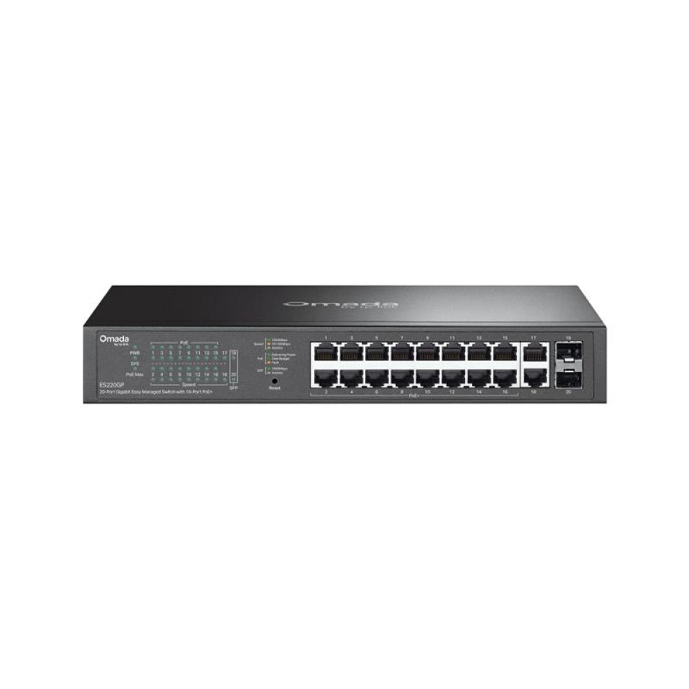 Комутатор TP-LINK ES220GP 18xGE (16xPoE), 250W, 2xSFP, WebSmart