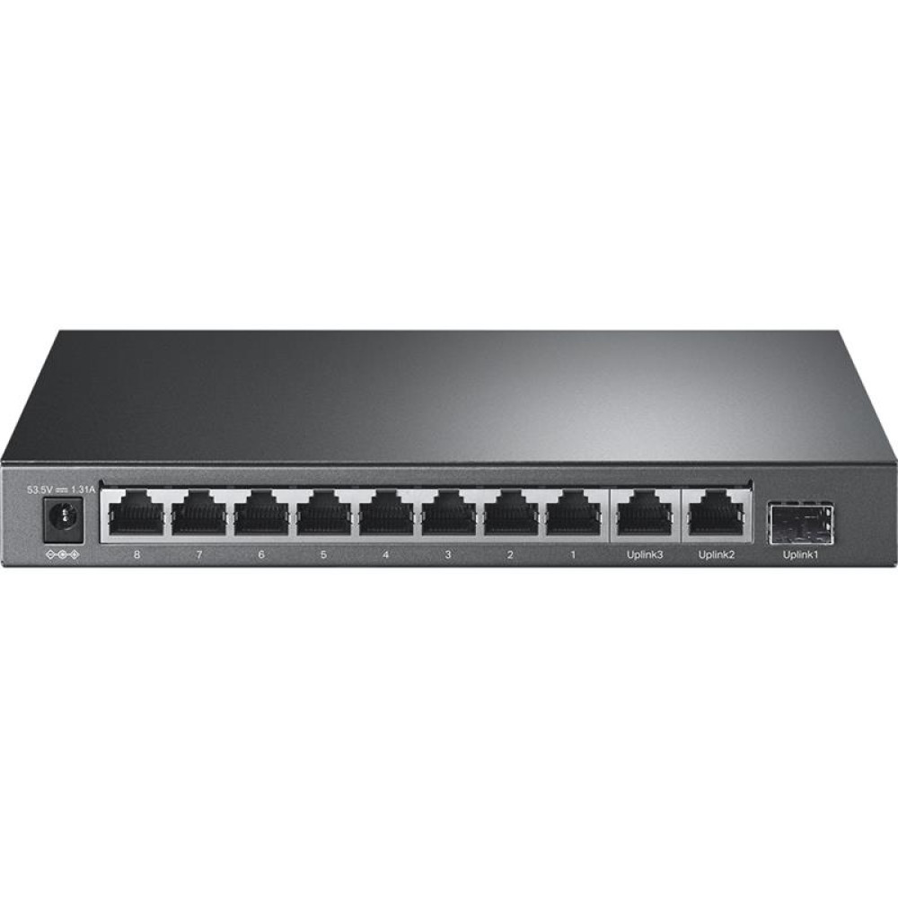 Комутатор TP-LINK TL-SL1311P 8x1FE (8xPoE), 2xGE, 1xSFP, 65Вт, Некерований