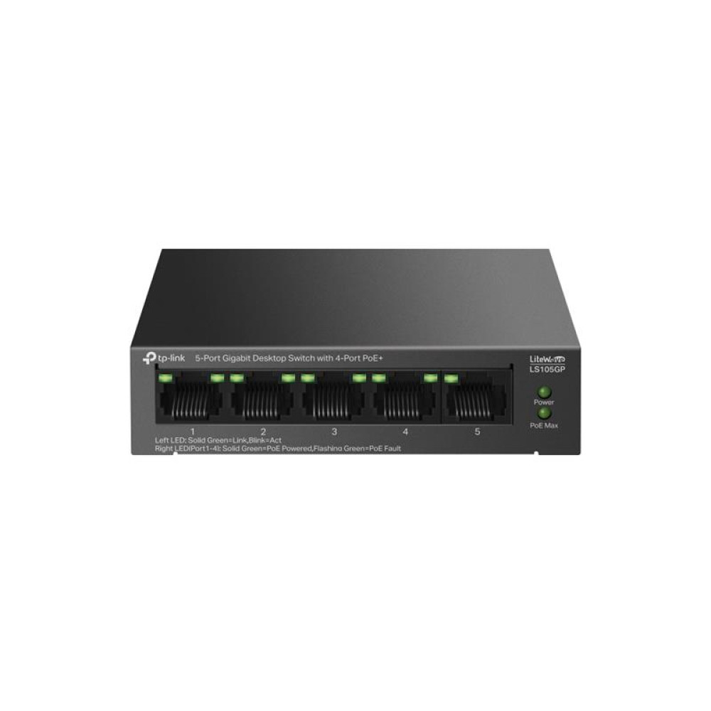 Комутатор TP-LINK LS105GP 5xGE (4xPoE), 65 Вт