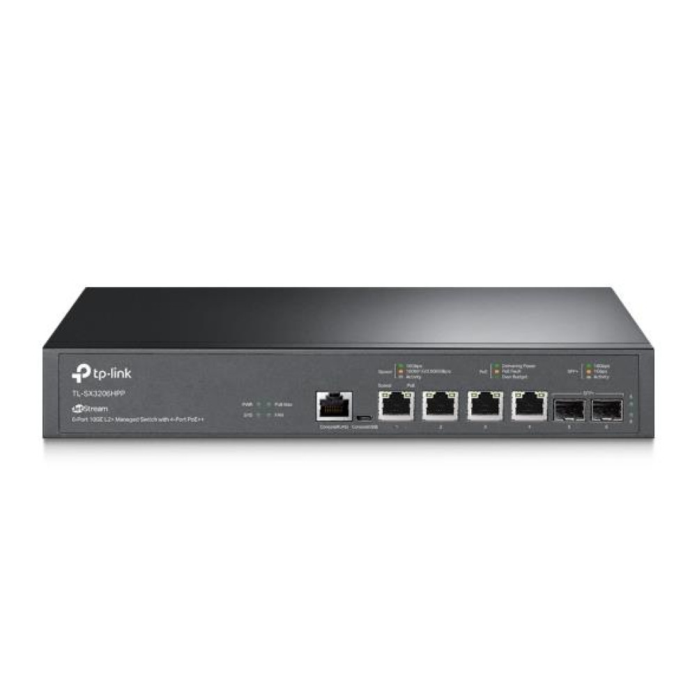 Комутатор TP-LINK TL-SX3206HPP 2xSFP+ (10GE) 4x10GE LAN console+microUSB L2 JetStream 19" 1U