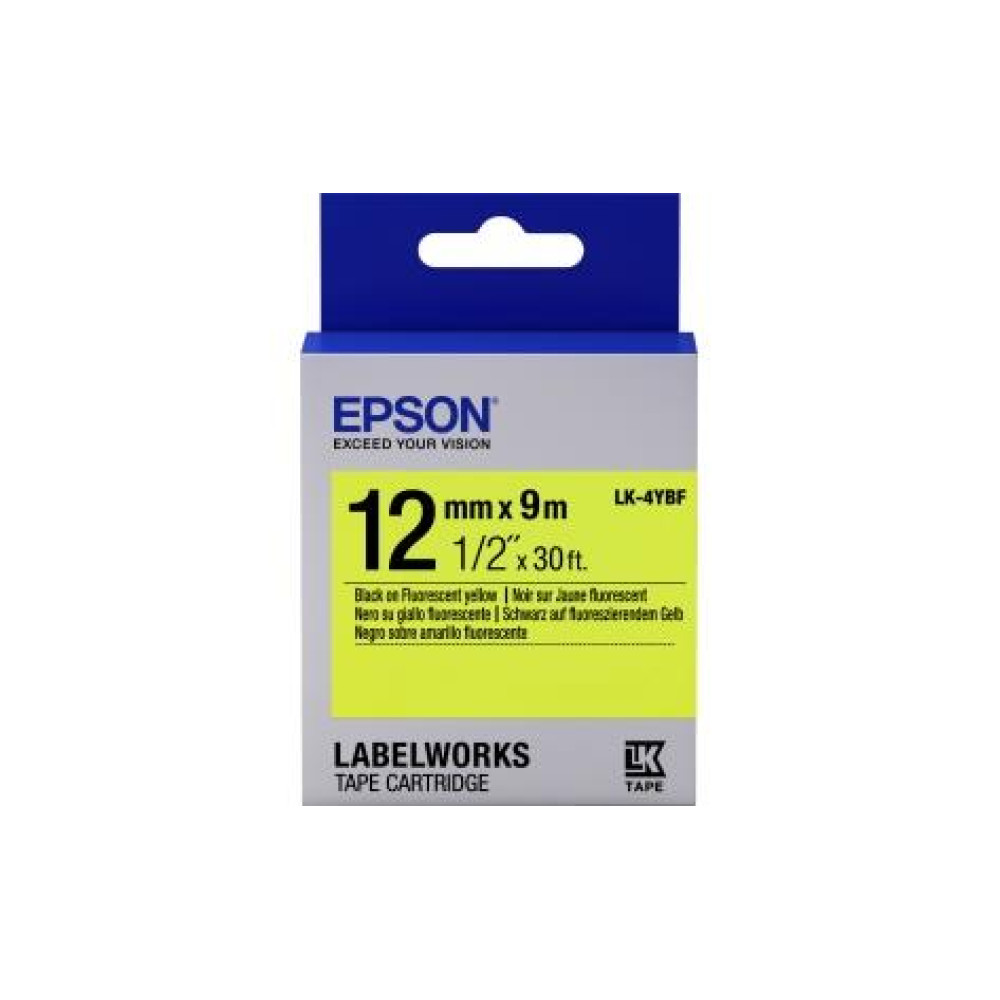 Картридж зі стрічкою Epson LK4YBF принтерів LW-300/400/400VP/700 Fluorescent Black/Yellow 12mm/9m