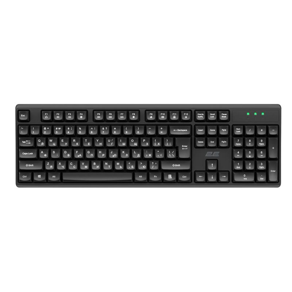 Клавіатура мембранна 2E KS131 104key, USB-A, EN/UK, чорний