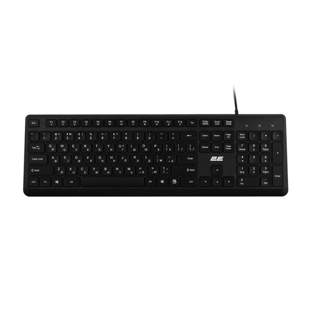 Клавіатура мембранна 2E KS405 104key, USB-A, EN/UK, чорний