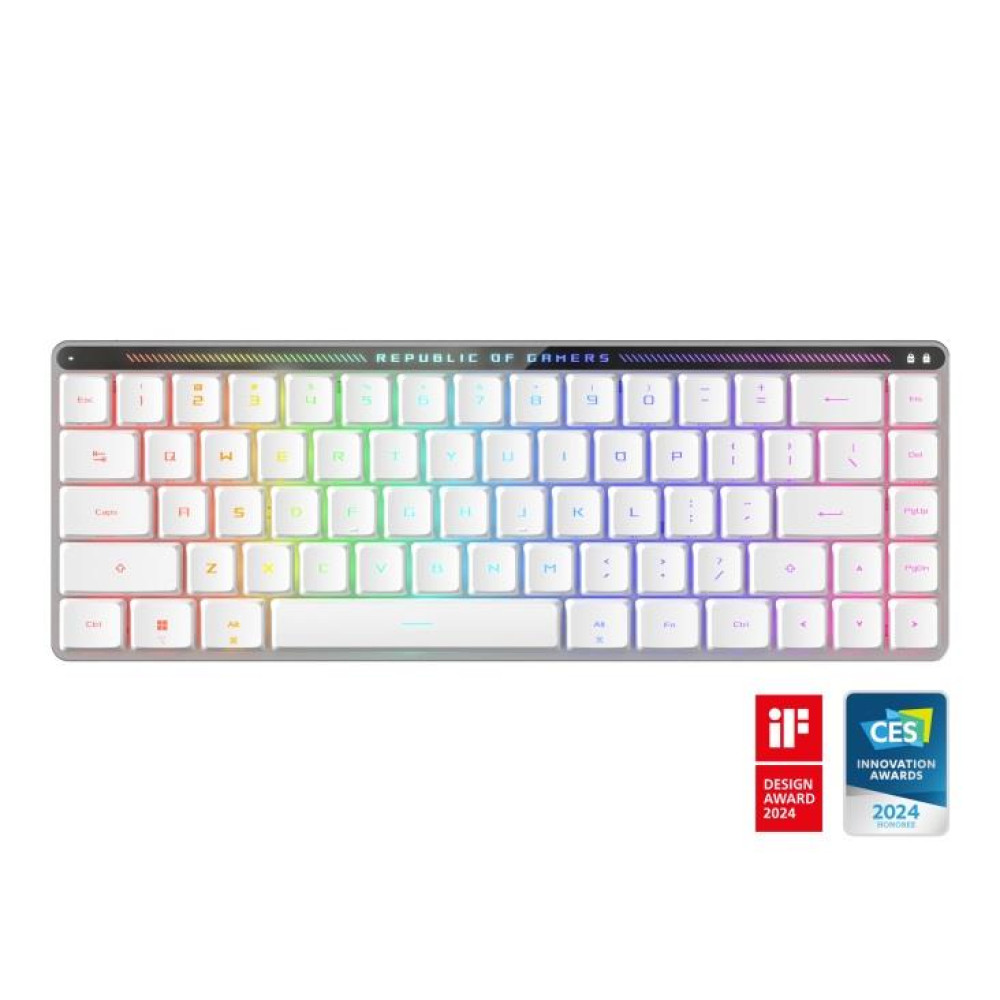 Клавіатура механічна ASUS ROG Falchion RX Low Profile, 68key, Red Switch, USB-A/WL/BT, EN/UK, RGB, білий