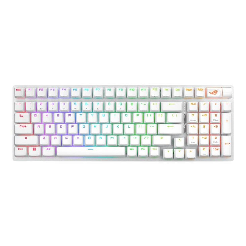 Клавіатура механічна ASUS ROG Strix Scope II, 96key, NX Snow, USB-A/WL/BT, EN, RGB, білий