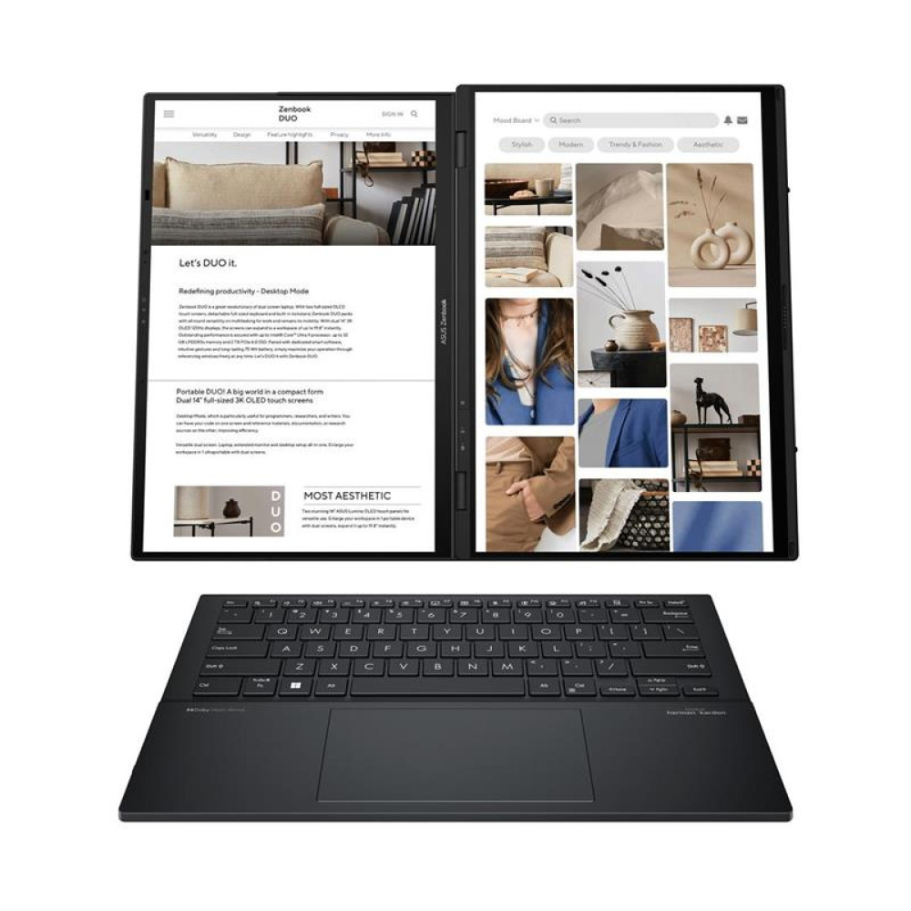 Ноутбук ASUS Zenbook DUO UX8406CA-QL214X 14" FHD OLED, Intel Ultra 7 255H, 32GB, F2TB, UMA, Win11P, Сірий