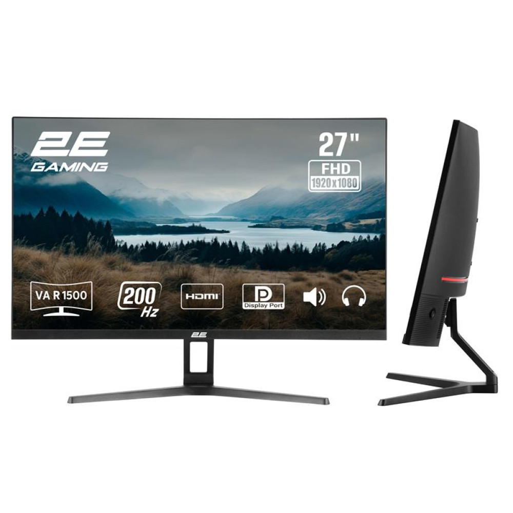 Монітор 2E GAMING 27" R2726B HDMI, DP, MM, VA, 200Hz, 1ms, CURVED, FreeSync