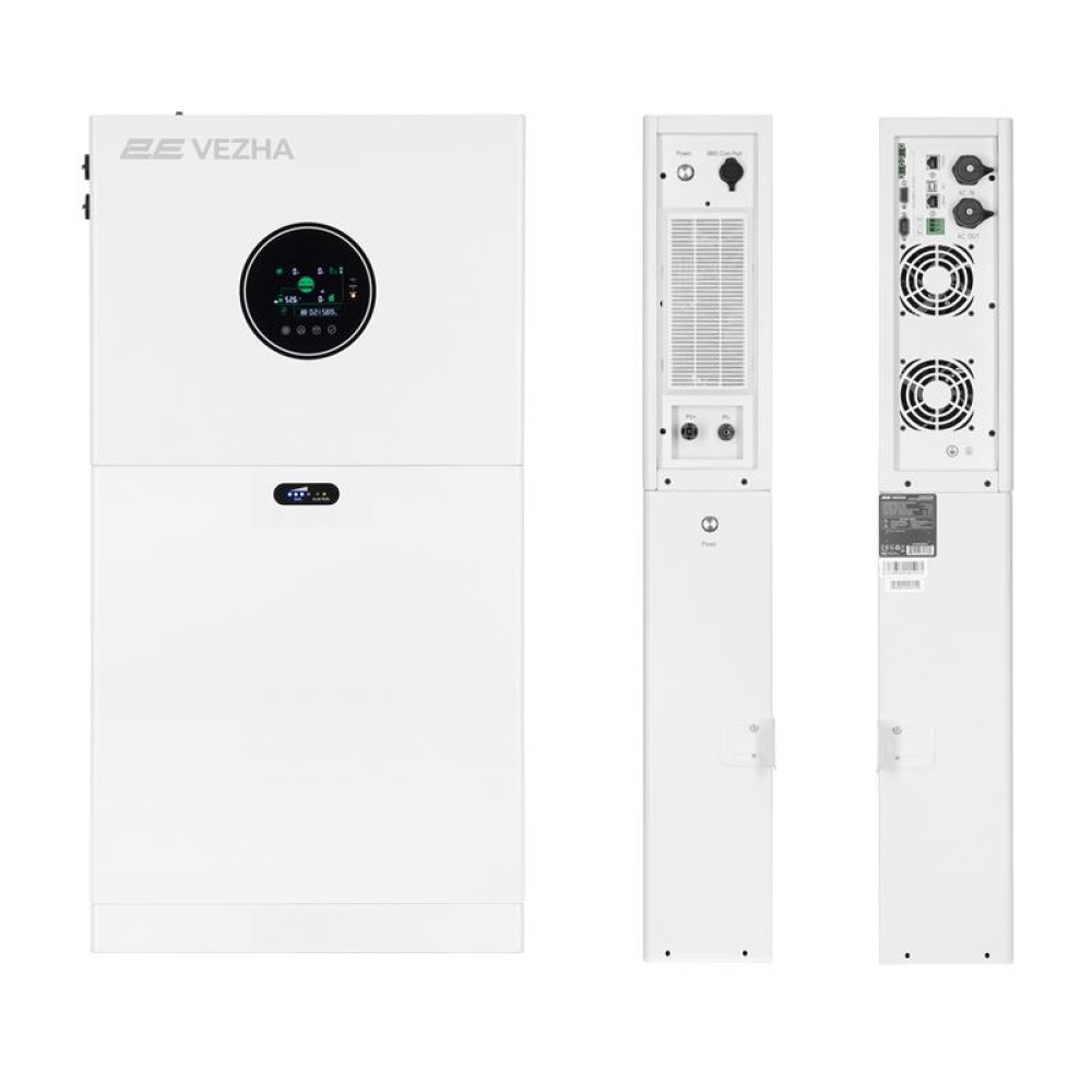 Система резервного живлення 2E PowerWall Vezha, 5000 Вт, 5.12 кВт/год, MPPT 5.5 кВт, WiFi, розширення ємності, паралельне підключення