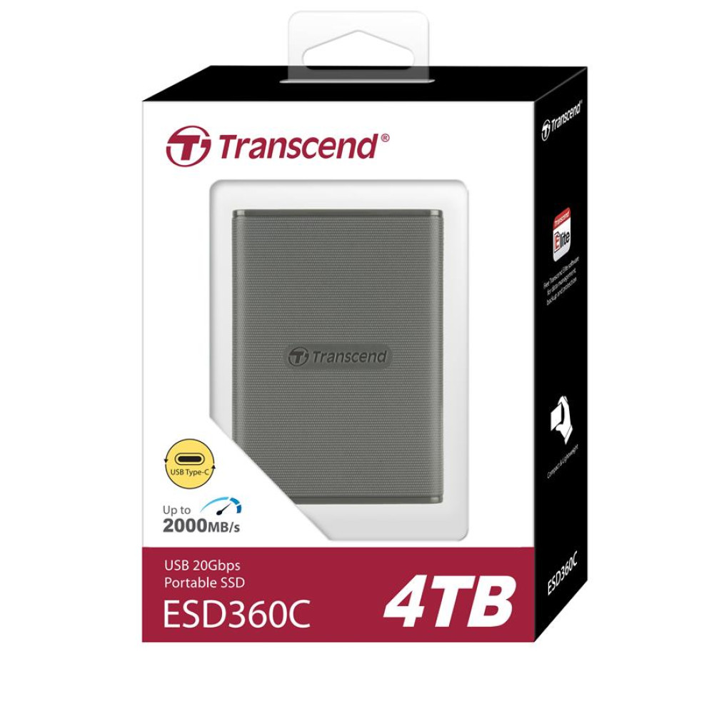 Портативний SSD Transcend 4TB USB 3.2 Gen 2 Type-C ESD360C Сірий