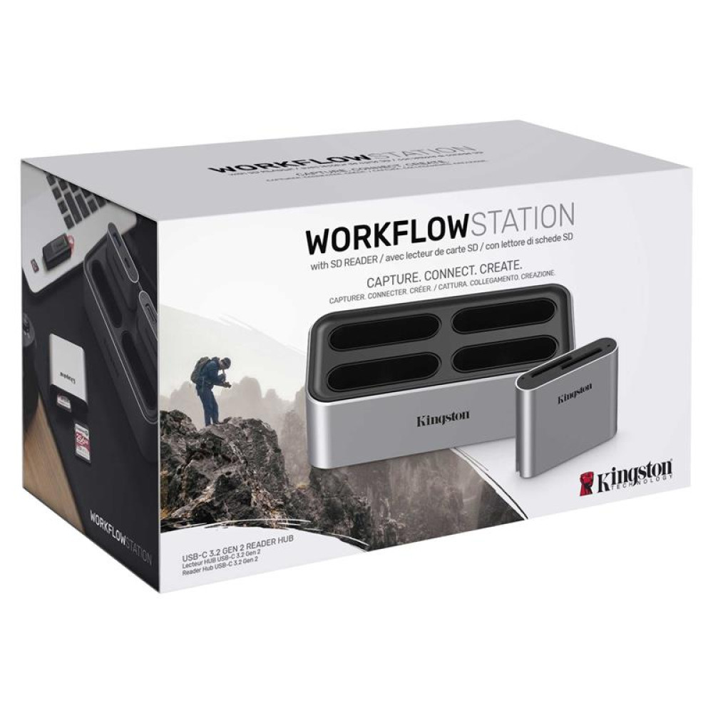 Хаб Kingston USB 3.1 Type-C > 4xWorkflow Slots/USB 3.2 + SD Reader/Type-C Workflow Station Срібний