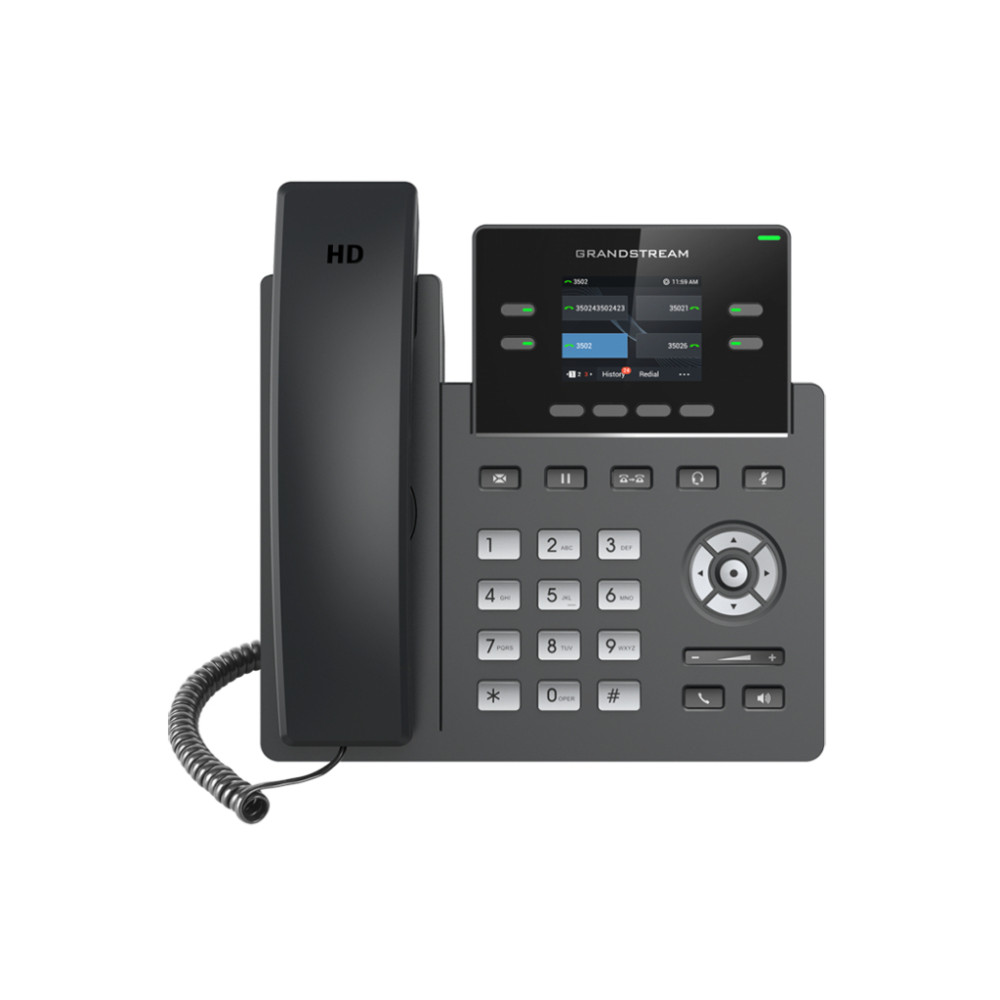 Grandstream GRP2612G, 2 SIP accounts and 4 line keys, 2.4" LCD, 16 VPKs, cloud provisioning & management (GDMS), carriergrade security, HD voice, swap